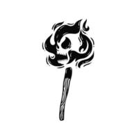 Simple Illustration of A Match With Skull Flame vector