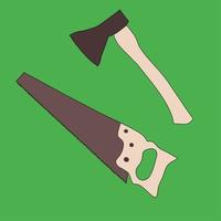 an ax and saw illustration suitable for a carpentry tool ad vector