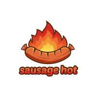 sausage hot food logo premium vector