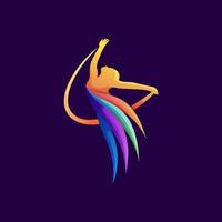 plantilla de vector de ilustración de logotipo de bailarina de belleza colorida