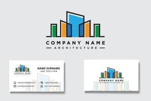 building architecture logo, City skyline abstract building icon for apartment and residential logo design with business card vector