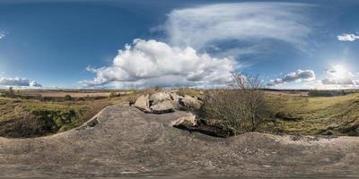 Full 360 equirectangular spherical panorama as background. Approaching storm on the ruined military fortress of the First World War. photo