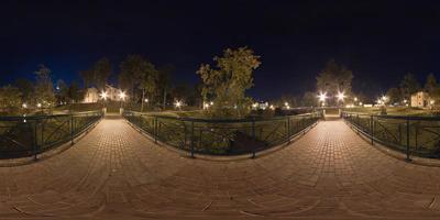 Full spherical 360 by 180 degrees seamless panorama in equirectangular equidistant projection, panorama of night park photo