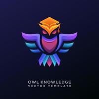 colorful Owl fly knowledge logo illustration for academic, school, science Vector template
