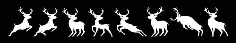 Deer Silhouettes set Vector graphics in a flat style on a transparent background for web sites