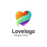 colorful love logo design illustration  vector symbol icon design