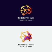 brain digital technology logo design vector element symbol icon