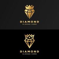 Luxury royal diamond gold logo premium vector