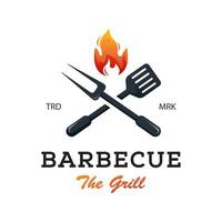 barbecue the grill logo template premium vector