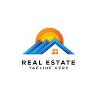 sunset real estate logo concept premium vector