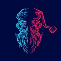 Santa claus robot logo line pop art potrait colorful design with dark background. Abstract vector illustration.