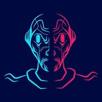 Robot logo line pop art portrait colorful design with dark background. Abstract vector illustration.