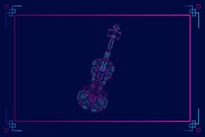 Violin neon line art colorful logo design. Abstract vector illustration.