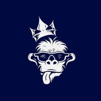 Funny funky monkey Line. Pop Art logo. Colorful design with dark background. Abstract vector illustration. Isolated black background for t-shirt, poster, clothing, merch, apparel, badge design