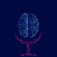 diseño de logotipo colorido de arte de línea cerebral. ilustración vectorial abstracta. vector