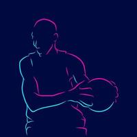 jugador de baloncesto línea pop art potrait logo colorido diseño con fondo oscuro. ilustración vectorial abstracta. fondo negro aislado para camiseta, afiche, ropa, merchandising, ropa, diseño de placa vector