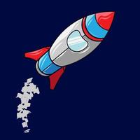 Rocket launch to space line pop art potrait logo colorful design with dark background. Abstract vector illustration. Isolated black background for t-shirt, poster, clothing, merch, apparel.