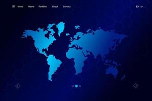 World map landpage website template vector background wallpaper.