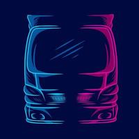 Truck line pop art potrait logo colorful design with dark background. Abstract vector illustration. Isolated black background for t-shirt, poster, clothing, merch, apparel, badge design