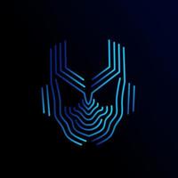 diseño de logotipo de robot con fondo oscuro. símbolo humano cyborg abstracto para ilustración de tecnología de marca. vector