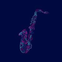 Saxophone line art colorful logo design. Abstract vector illustration.