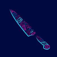 Knife neon line art colorful logo design. Abstract vector illustration.