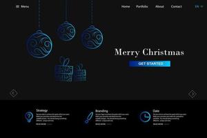 diseño vectorial de plantilla web de feliz navidad negra. vector