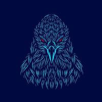 águila halcón vector silueta línea pop art potrait logo diseño colorido con fondo oscuro. ilustración vectorial abstracta. fondo negro aislado para camiseta, afiche, ropa.