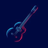 Guitar line art colorful logo design. Abstract vector illustration.