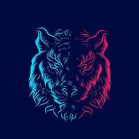 Tiger neon line art colorful logo design. Abstract vector illustration.