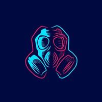 Gas mask line pop art potrait logo colorful design with dark background. Abstract vector illustration.