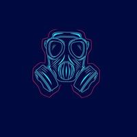 Gas mask line pop art potrait logo colorful design with dark background. Abstract vector illustration.