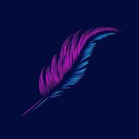 Feather Line. Pop Art logo. Colorful design with dark background. Abstract vector illustration. Isolated black background for t-shirt, poster, clothing, merch, apparel, badge design