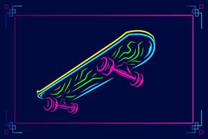 Skateboard vector silhouette line pop art potrait logo colorful design with dark background. Abstract vector illustration. Isolated black background for t-shirt, poster, clothing.