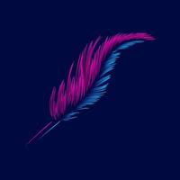 Feather Line. Pop Art logo. Colorful design with dark background. Abstract vector illustration. Isolated black background for t-shirt, poster, clothing, merch, apparel, badge design