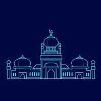 Isolated Muslim mosque flat design facade background. Flat Islamic colorful logo architectural objects. Abstract vector cartoon. Beautiful Muslim shrine icon illustration. Eastern cultural  landmark.