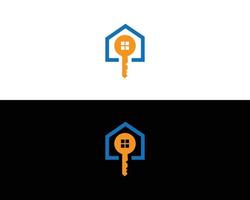 Ilustración de vector de plantilla de diseño de combinación de icono de casa y logotipo de bienes raíces clave.