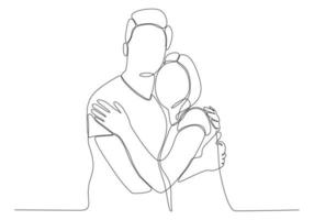 one line drawing hugging a couple vector