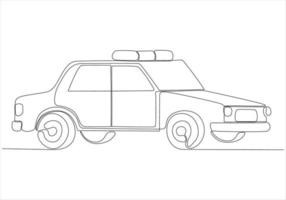 draw a single straight line of a police car. One line drawing graphic design vector illustration.