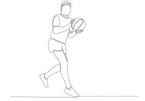 Continuous line art of man playing basketball vector