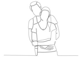 one line drawing hugging a couple vector