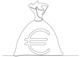 línea continua de sacos de dinero euro ilustración vectorial vector