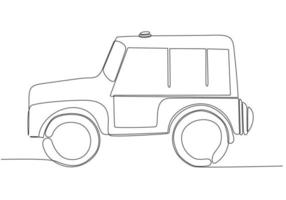 dibujar una sola línea recta de un coche de policía. ilustración de vector de diseño gráfico de dibujo de una línea.