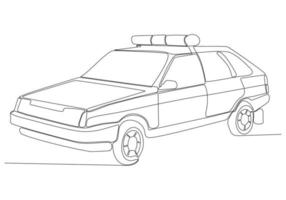 draw a single straight line of a police car. One line drawing graphic design vector illustration.