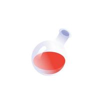 Icon of a round bulb with a red solution. Vector. Logo is isolated on white background. Icon in trendy gradient style. Chemical tool. A product made of glass. A sign, a symbol of the company. vector