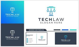 law firm attorney logo with tech concept logo template with line art style vector