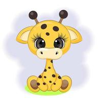 Giraffe cute cartoon illustration, textile printing, package design, postcards, interior design vector illustration