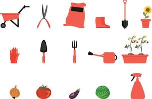 set of tools for gardening  Isolated on white background vector