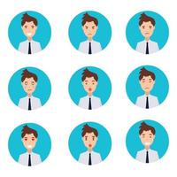 businessman character with expressive faces vector