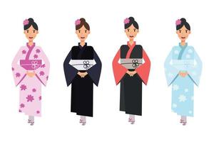 Yukata character design . Vector illustration